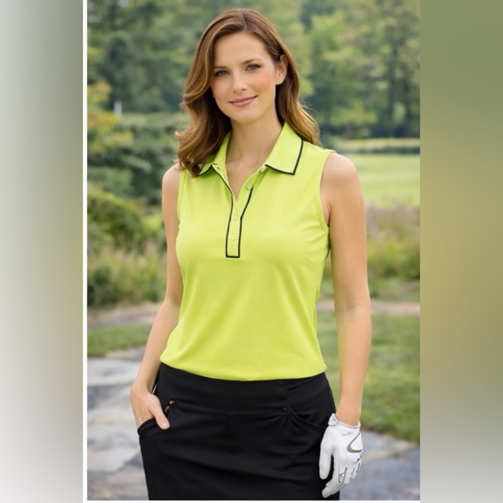 Sleeveless Greg Norman Lime Green Polo Top